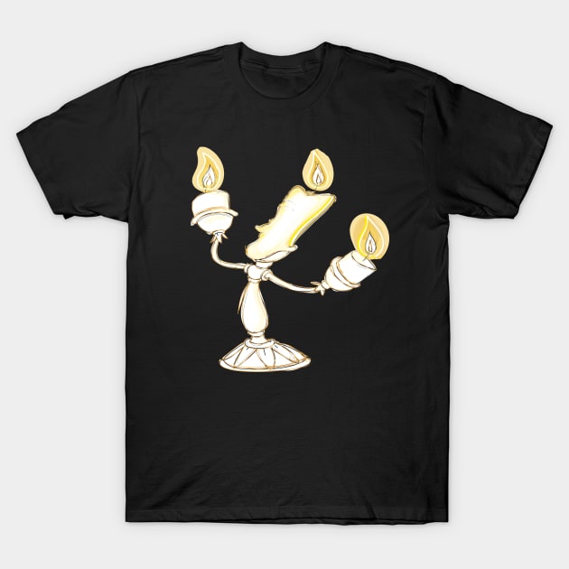 Version  minimalista La bella y la bestia "Lumiere" T-Shirt by Arte Disney Minimalista